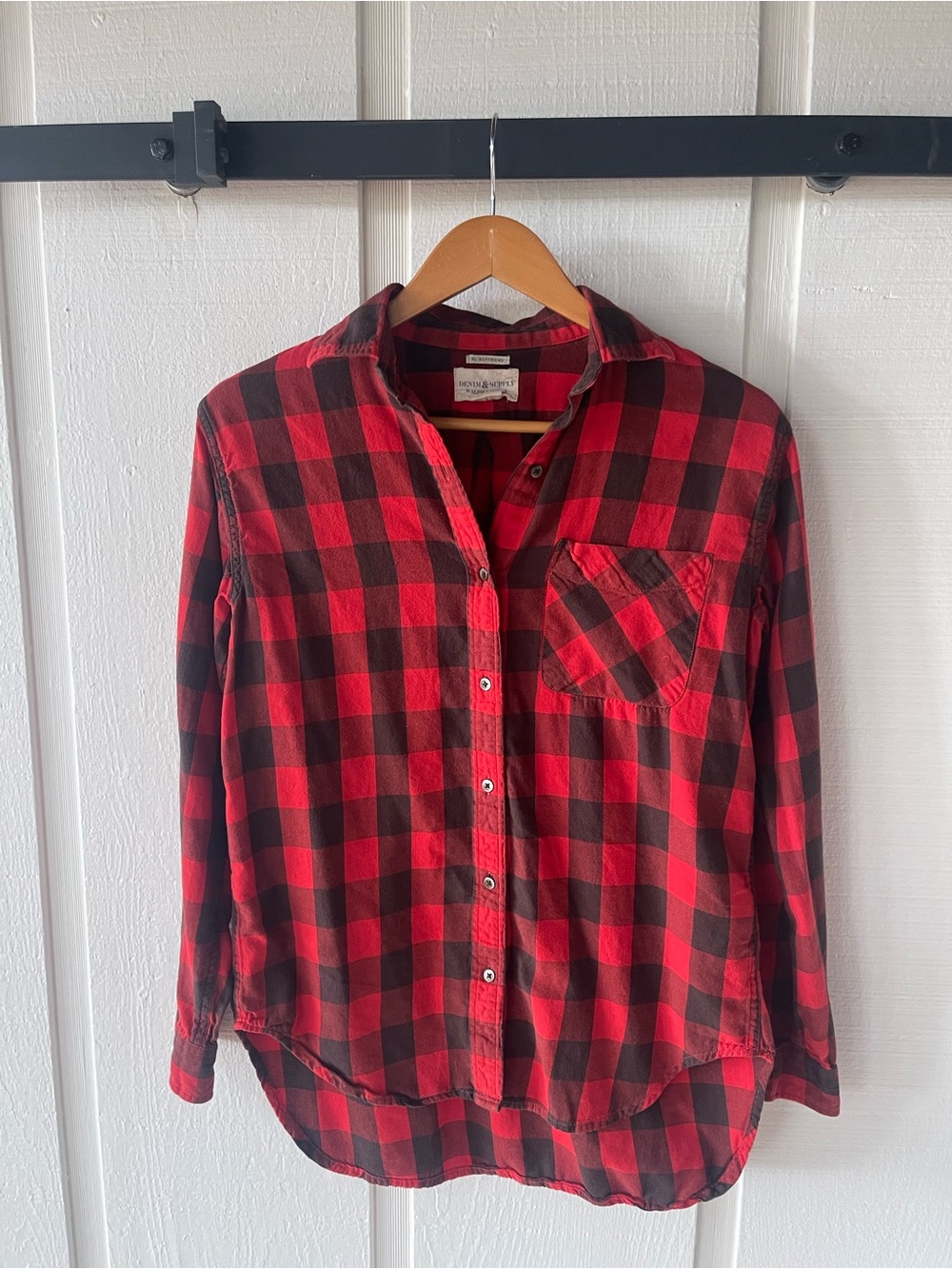 Ralph Lauren Denim & Supply Red and Black Plaid Boyfriend Cut Shirt